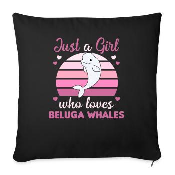 Une seule fille qui aime les baleines de Beluga - Housse de coussin décorative 45 x 45 cm - noir - Devant