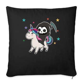 Death riding unicorn funny unicorns Rainbow - Sofa pillowcase 17,3'' x 17,3'' (45 x 45 cm) - black - Front