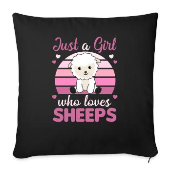 Juste une fille qui aime les moutons - doux mouton - Housse de coussin décorative 45 x 45 cm - noir - Devant