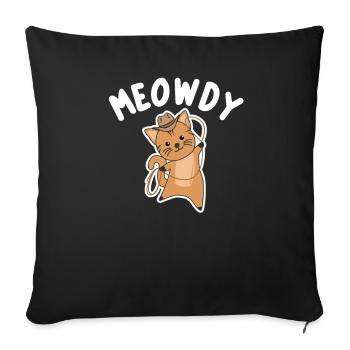 Meowdy Howdy Katze Cowboy mit Lasso süße Katzen - Sofakissenbezug 45 x 45 cm - Schwarz - Vorne