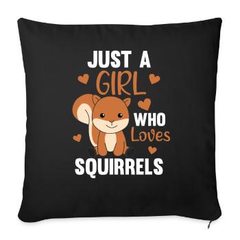 Seule une fille de l’écureuil aime les animaux doux - Housse de coussin décorative 45 x 45 cm - noir - Devant