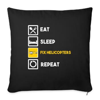 Hélicoptère pilote Helicopter cadeau modèle modèle - Housse de coussin décorative 45 x 45 cm - noir - Devant