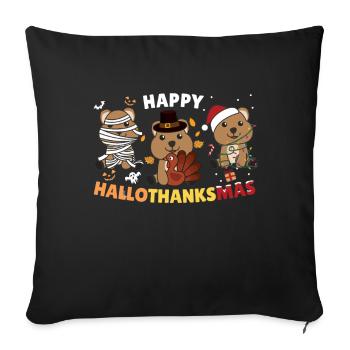 Happy Hallothanksmas Quokka Christmas Holiday - Sofa pillowcase 17,3'' x 17,3'' (45 x 45 cm) - black - Front