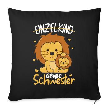 Je serai grande sœur en 2022 pour les frères et sœurs - Housse de coussin décorative 45 x 45 cm - noir - Devant