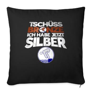 Schwimmer Schwimmprüfung Silber Geschenk - Sofakissenbezug 45 x 45 cm - Schwarz - Vorne