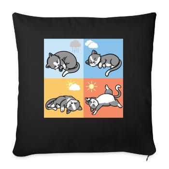funny sleeping weather cats cuddly outfit - Sofa pillowcase 17,3'' x 17,3'' (45 x 45 cm) - black - Front