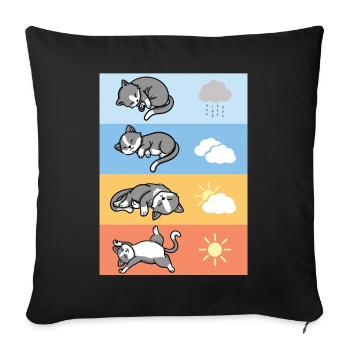 funny sleeping weather cats cuddly outfit - Sofa pillowcase 17,3'' x 17,3'' (45 x 45 cm) - black - Front