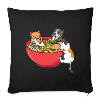 Kawaii Japanese Ramen Noodles Cats Anime Japan - Sofa pillowcase 17,3'' x 17,3'' (45 x 45 cm) - black - Front