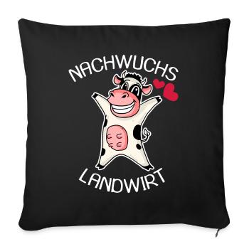 Nachwuchs Landwirt Kuh Geschenk - Sofakissenbezug 45 x 45 cm - Schwarz - Vorne