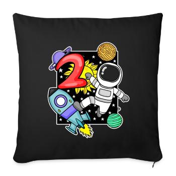 2 ans astronaute garçon 2 anniversaire cadeau - Housse de coussin décorative 45 x 45 cm - noir - Devant
