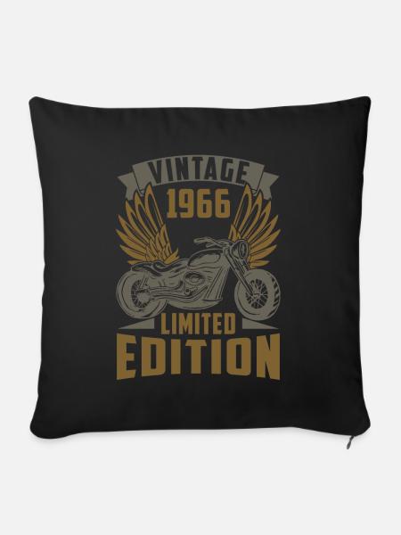 Motorradfahrer Motorrad Biker Geboren 1966 - Sofakissenbezug 45 x 45 cm - Schwarz