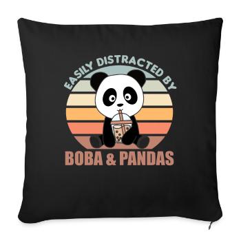 Bubble Tea Panda chocolat animaux doux Boba - Housse de coussin décorative 45 x 45 cm - noir - Devant