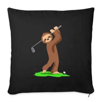 Golf Golfen Sport Geschenk Faultier Sloth - Sofakissenbezug 45 x 45 cm - Schwarz - Vorne