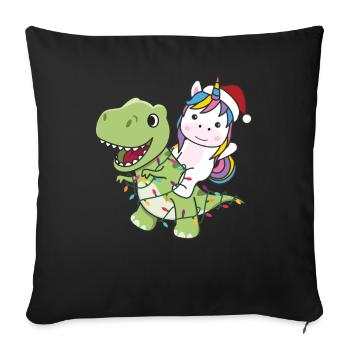 Dinosaures Licorne d’hiver T-Rex Dino - Housse de coussin décorative 45 x 45 cm - noir - Devant