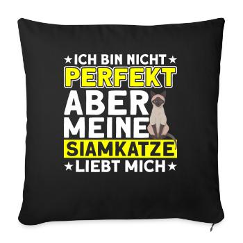 Siam Katze Katzenliebhaber Siamkatze Geschenk - Sofakissenbezug 45 x 45 cm - Schwarz - Vorne