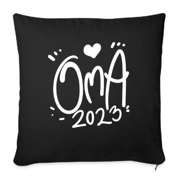 Oma 2023 - Werdende Oma 2023 - Sofakissenbezug 45 x 45 cm - Schwarz - Vorne