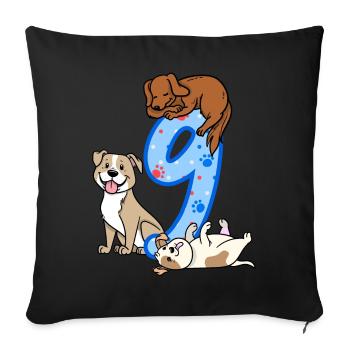 9. Geburtstag Junge Hunde Outfit 9 Jahre Alt - Sofakissenbezug 45 x 45 cm - Schwarz - Vorne