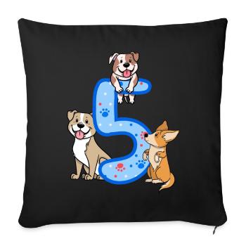 5. Geburtstag Junge Hunde Outfit 5 Jahre Alt Welpe - Sofakissenbezug 45 x 45 cm - Schwarz - Vorne