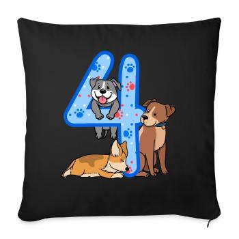 4. Geburtstag Junge Hunde Outfit 4 Jahre Alt Welpe - Sofakissenbezug 45 x 45 cm - Schwarz - Vorne