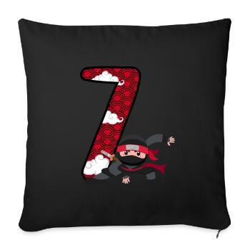 7th Birthday Young Ninja 7 Years Ninja Costume - Sofa pillowcase 17,3'' x 17,3'' (45 x 45 cm) - black - Front