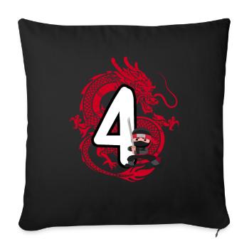 4. Geburtstag Junge 4 Jahre Ninja Drache Kostüm - Sofakissenbezug 45 x 45 cm - Schwarz - Vorne