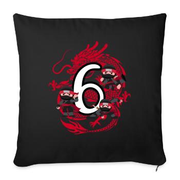 6. Geburtstag Junge 6 Jahre Ninja Drache Kostüm - Sofakissenbezug 45 x 45 cm - Schwarz - Vorne