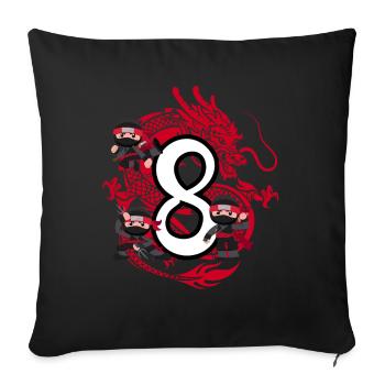 8. Geburtstag Junge 8 Jahre Ninja Drache Kostüm - Sofakissenbezug 45 x 45 cm - Schwarz - Vorne