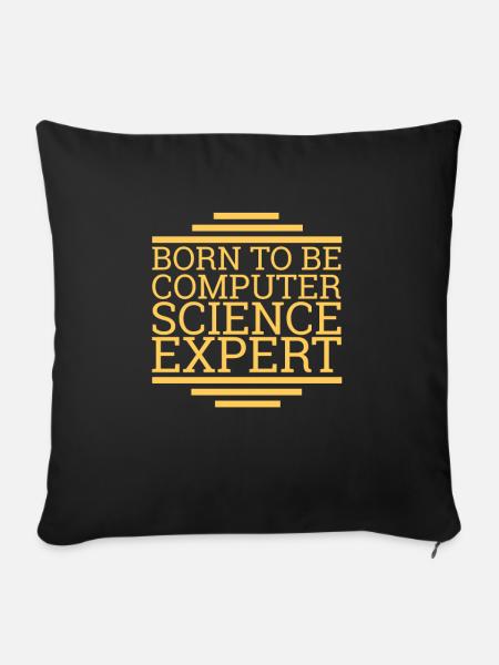 « Expert en informatique né | Informatique » - Housse de coussin décorative 45 x 45 cm - noir