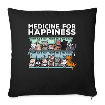 Mon médicament Pour le bonheur signifie chats - Housse de coussin décorative 45 x 45 cm - noir - Devant