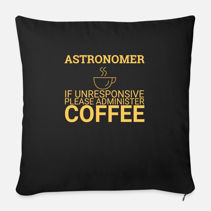 « Astronome Coffee | Astronomie » - Housse de coussin décorative 45 x 45 cm - noir