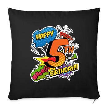 5th Birthday Young Comic Style Superheroes - Sofa pillowcase 17,3'' x 17,3'' (45 x 45 cm) - black - Front