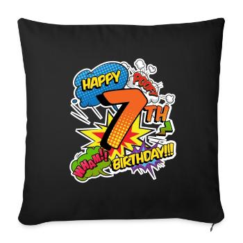 7th Birthday Young Comic Style Superheroes - Sofa pillowcase 17,3'' x 17,3'' (45 x 45 cm) - black - Front