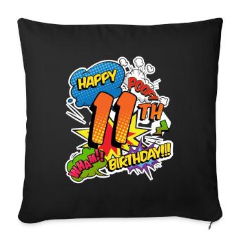 11th Birthday Young Comic Style Superheroes - Sofa pillowcase 17,3'' x 17,3'' (45 x 45 cm) - black - Front