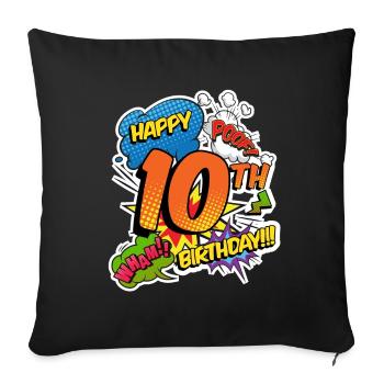 10th Birthday Young Comic Style Superheroes - Sofa pillowcase 17,3'' x 17,3'' (45 x 45 cm) - black - Front