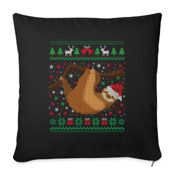 Ugly Christmas Faultier - Sofakissenbezug 45 x 45 cm - Schwarz - Vorne