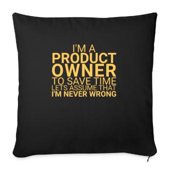 « Product Owner Gagnez du temps | » Scrum Master" » - Housse de coussin décorative 45 x 45 cm - noir - Devant