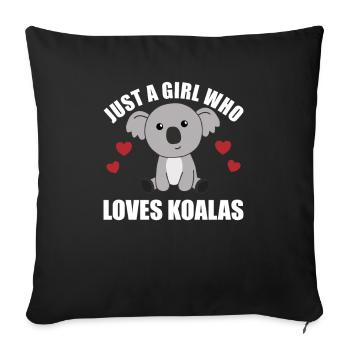 Une seule fille qui aime les koalas - koala doux - Housse de coussin décorative 45 x 45 cm - noir - Devant