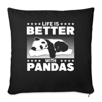Panda Lover Pandas Panda Gift - Sofa pillowcase 17,3'' x 17,3'' (45 x 45 cm) - black - Front