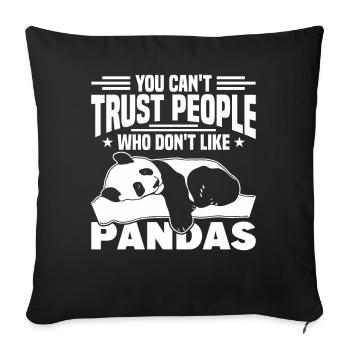Pandas Panda Lover Panda Cadeau - Housse de coussin décorative 45 x 45 cm - noir - Devant