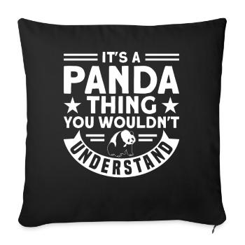 Panda Lover Pandas Panda Cadeau - Housse de coussin décorative 45 x 45 cm - noir - Devant