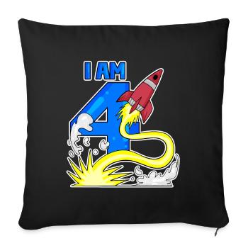 4 birthday boy - 4 years old - I am 4 - Sofa pillowcase 17,3'' x 17,3'' (45 x 45 cm) - black - Front