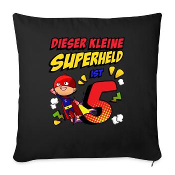 5. Geburtstag Junge Comic-Stil Kleine Superheld - Sofakissenbezug 45 x 45 cm - Schwarz - Vorne