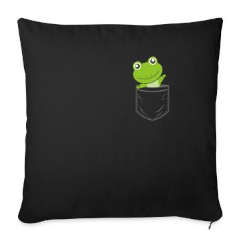 Grenouille dans la poche de poitrine drôles de grenouilles - Housse de coussin décorative 45 x 45 cm - noir - Devant