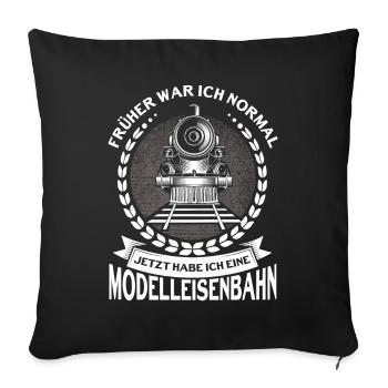 Modellbauer Modellbahn Modelleisenbahn Geschenk - Sofakissenbezug 45 x 45 cm - Schwarz - Vorne