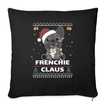 Français Bulldog Noël Jeu de mots Frenchie Claus - Housse de coussin décorative 45 x 45 cm - noir - Devant