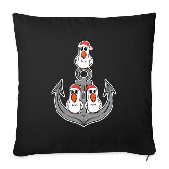 Seagull Anchor Christmas - Sofa pillowcase 17,3'' x 17,3'' (45 x 45 cm) - black - Front