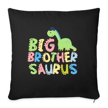 Promoted to big brother Saurus Dinosaur - Sofa pillowcase 17,3'' x 17,3'' (45 x 45 cm) - black - Front