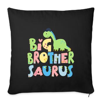 Promoted to big brother Saurus Dinosaur - Sofa pillowcase 17,3'' x 17,3'' (45 x 45 cm) - black - Front