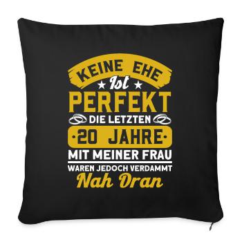 20. Hochzeitstag Porzellanhochzeit Ehepaar - Sofakissenbezug 45 x 45 cm - Schwarz - Vorne