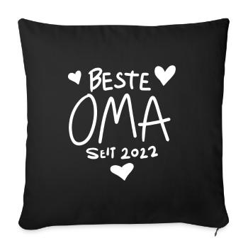 Oma 2022 - Werdende Oma 2022 - Sofakissenbezug 45 x 45 cm - Schwarz - Vorne